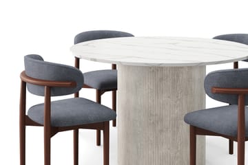 Uppveda Spisebord 120 cm Rund med 4 stk Jaiveer Matstkolar - Hvit - Møbler - Bord - Spisegruppe