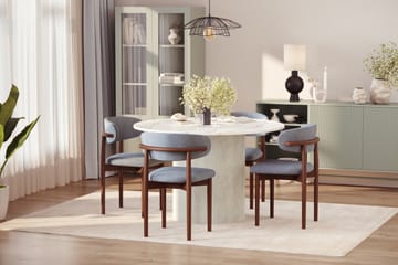 Uppveda Spisebord 120 cm Rund med 4 stk Jaiveer Matstkolar - Hvit - Møbler - Bord - Spisegruppe