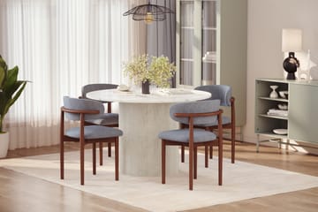 Uppveda Spisebord 120 cm Rund med 4 stk Jaiveer Matstkolar - Hvit - Møbler - Bord - Spisegruppe