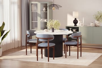 Uppveda Spisebord 120 cm Rund med 4 stk Jaiveer Matstkolar - Svart/Hvit - Møbler - Bord - Spisegruppe