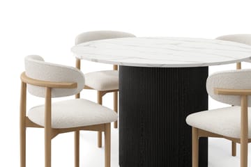 Uppveda Spisebord 120 cm Rund med 4 stk Jaiveer Matstkolar - Svart/Hvit - Møbler - Bord - Spisegruppe