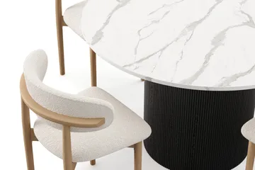 Uppveda Spisebord 120 cm Rund med 4 stk Jaiveer Matstkolar - Svart/Hvit - Møbler - Bord - Spisegruppe