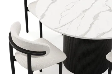 Uppveda Spisebord 120 cm Rund med 4 stk Jaiveer Matstkolar - Svart/Hvit - Møbler - Bord - Spisegruppe