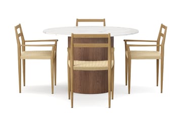 Uppveda Spisebord 120 cm Rund med 4 stk Jamna Karmstkolar - Brun - Møbler - Bord - Spisegruppe