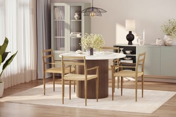 Uppveda Spisebord 120 cm Rund med 4 stk Jamna Karmstkolar - Brun - Møbler - Bord - Spisegruppe