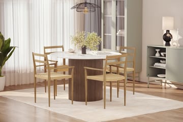 Uppveda Spisebord 120 cm Rund med 4 stk Jamna Karmstkolar - Brun - Møbler - Bord - Spisegruppe