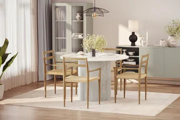 Uppveda Spisebord 120 cm Rund med 4 stk Jamna Karmstkolar - Hvit - Møbler - Bord - Spisegruppe