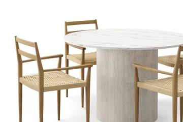 Uppveda Spisebord 120 cm Rund med 4 stk Jamna Karmstkolar - Hvit - Møbler - Bord - Spisegruppe