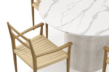 Uppveda Spisebord 120 cm Rund med 4 stk Jamna Karmstkolar - Hvit - Møbler - Bord - Spisegruppe