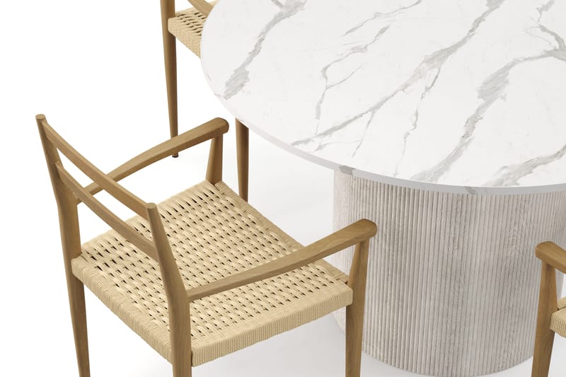 Uppveda Spisebord 120 cm Rund med 4 stk Jamna Karmstkolar - Hvit - Møbler - Bord - Spisegruppe