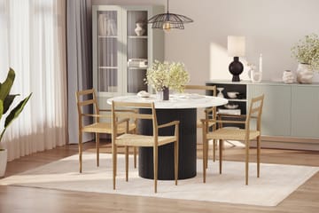Uppveda Spisebord 120 cm Rund med 4 stk Jamna Karmstkolar - Svart/Hvit - Møbler - Bord - Spisegruppe