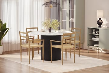Uppveda Spisebord 120 cm Rund med 4 stk Jamna Karmstkolar - Svart/Hvit - Møbler - Bord - Spisegruppe