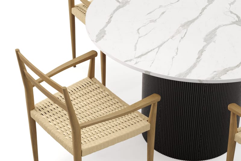 Uppveda Spisebord 120 cm Rund med 4 stk Jamna Karmstkolar - Svart/Hvit - Møbler - Bord - Spisegruppe