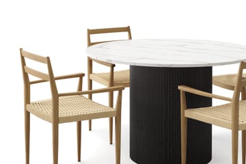 Uppveda Spisebord 120 cm Rund med 4 stk Jamna Karmstkolar - Svart/Hvit - Møbler - Bord - Spisegruppe