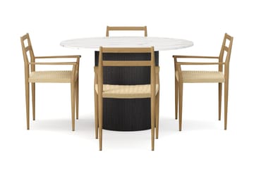 Uppveda Spisebord 120 cm Rund med 4 stk Jamna Karmstkolar - Svart/Hvit - Møbler - Bord - Spisegruppe