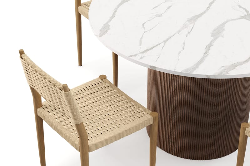 Uppveda Spisebord 120 cm Rund med 4 stk Jamna Matstkolar - Brun - Møbler - Bord - Spisegruppe