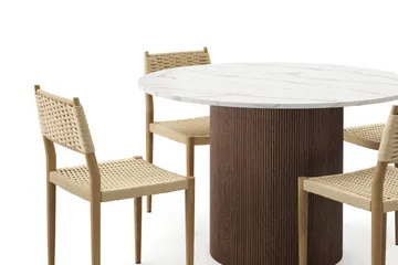 Uppveda Spisebord 120 cm Rund med 4 stk Jamna Matstkolar - Brun - Møbler - Bord - Spisegruppe