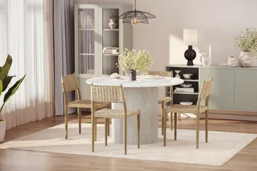 Uppveda Spisebord 120 cm Rund med 4 stk Jamna Matstkolar - Hvit - Møbler - Bord - Spisegruppe