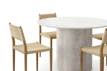 Uppveda Spisebord 120 cm Rund med 4 stk Jamna Matstkolar - Hvit - Møbler - Bord - Spisegruppe