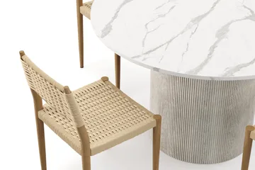 Uppveda Spisebord 120 cm Rund med 4 stk Jamna Matstkolar - Hvit - Møbler - Bord - Spisegruppe