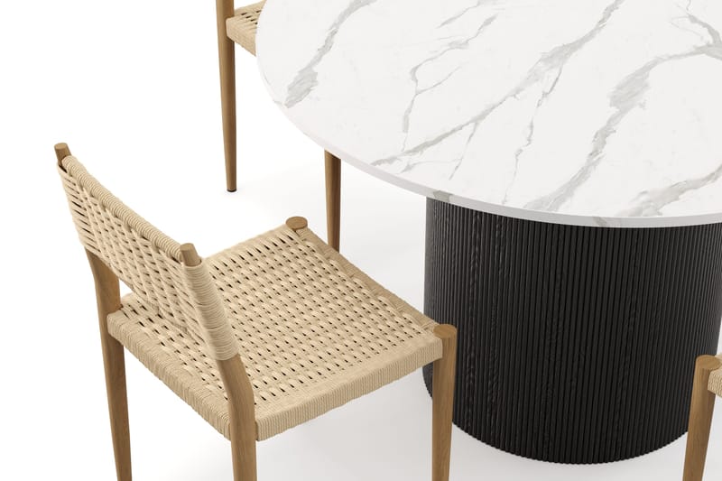 Uppveda Spisebord 120 cm Rund med 4 stk Jamna Matstkolar - Svart/Hvit - Møbler - Bord - Spisegruppe