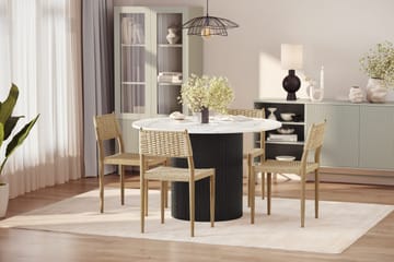 Uppveda Spisebord 120 cm Rund med 4 stk Jamna Matstkolar - Svart/Hvit - Møbler - Bord - Spisegruppe