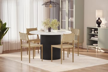 Uppveda Spisebord 120 cm Rund med 4 stk Jamna Matstkolar - Svart/Hvit - Møbler - Bord - Spisegruppe