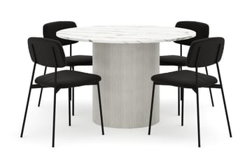 Uppveda Spisebord 120 cm Rund med 4 stk Lowe Matstkol|Bouclear - Hvit - Møbler - Bord - Spisegruppe