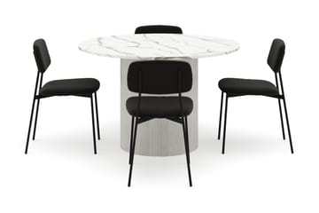 Uppveda Spisebord 120 cm Rund med 4 stk Lowe Matstkol|Bouclear - Hvit - Møbler - Bord - Spisegruppe