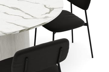 Uppveda Spisebord 120 cm Rund med 4 stk Lowe Matstkol|Bouclear - Hvit - Møbler - Bord - Spisegruppe