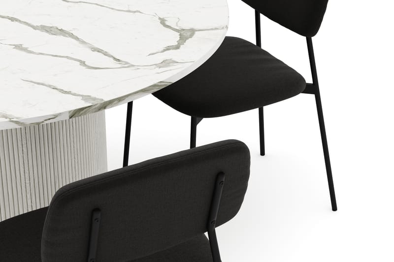 Uppveda Spisebord 120 cm Rund med 4 stk Lowe Matstkol|Bouclear - Hvit - Møbler - Bord - Spisegruppe