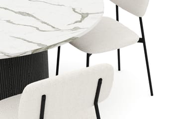 Uppveda Spisebord 120 cm Rund med 4 stk Lowe Matstkol|Bouclear - Svart/Hvit - Møbler - Bord - Spisegruppe