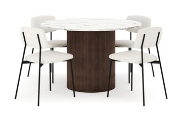 Uppveda Spisebord 120 cm Rund med 4 stk Lowe Matstkol|Svartar - Brun - Møbler - Bord - Spisegruppe