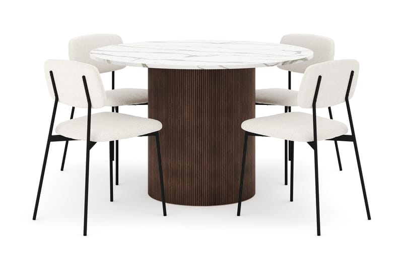 Uppveda Spisebord 120 cm Rund med 4 stk Lowe Matstkol|Svartar - Brun - Møbler - Bord - Spisegruppe