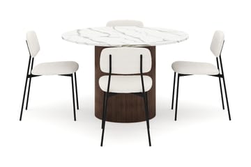Uppveda Spisebord 120 cm Rund med 4 stk Lowe Matstkol|Svartar - Brun - Møbler - Bord - Spisegruppe