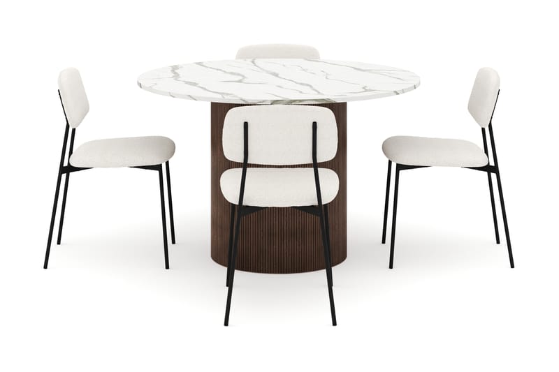 Uppveda Spisebord 120 cm Rund med 4 stk Lowe Matstkol|Svartar - Brun - Møbler - Bord - Spisegruppe