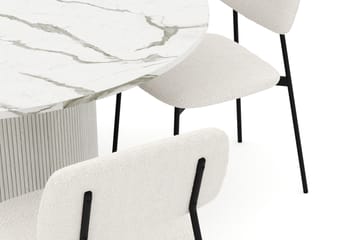 Uppveda Spisebord 120 cm Rund med 4 stk Lowe Matstkol|Svartar - Hvit - Møbler - Bord - Spisegruppe