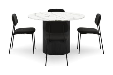 Uppveda Spisebord 120 cm Rund med 4 stk Lowe Matstkol|Svartar - Svart/Hvit - Møbler - Bord - Spisegruppe