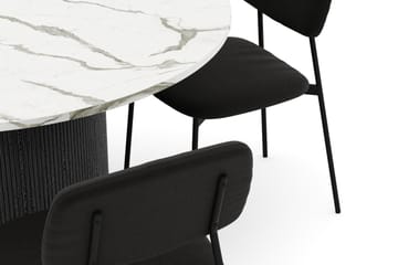 Uppveda Spisebord 120 cm Rund med 4 stk Lowe Matstkol|Svartar - Svart/Hvit - Møbler - Bord - Spisegruppe