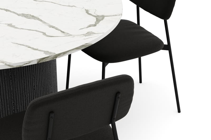 Uppveda Spisebord 120 cm Rund med 4 stk Lowe Matstkol|Svartar - Svart/Hvit - Møbler - Bord - Spisegruppe