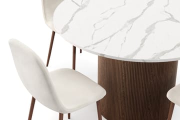 Uppveda Spisebord 120 cm Rund med 4 stk Nibe Matstkolar - Brun - Møbler - Bord - Spisegruppe