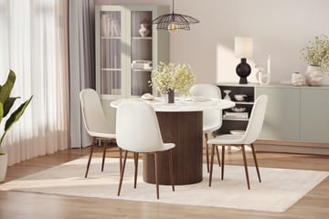 Uppveda Spisebord 120 cm Rund med 4 stk Nibe Matstkolar - Brun - Møbler - Bord - Spisegruppe