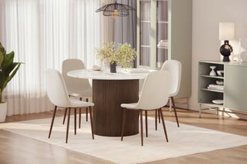 Uppveda Spisebord 120 cm Rund med 4 stk Nibe Matstkolar - Brun - Møbler - Bord - Spisegruppe