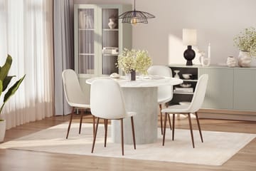 Uppveda Spisebord 120 cm Rund med 4 stk Nibe Matstkolar - Hvit - Møbler - Bord - Spisegruppe