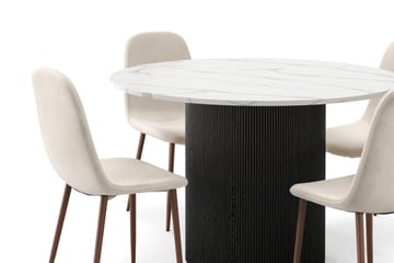 Uppveda Spisebord 120 cm Rund med 4 stk Nibe Matstkolar - Svart/Hvit - Møbler - Bord - Spisegruppe