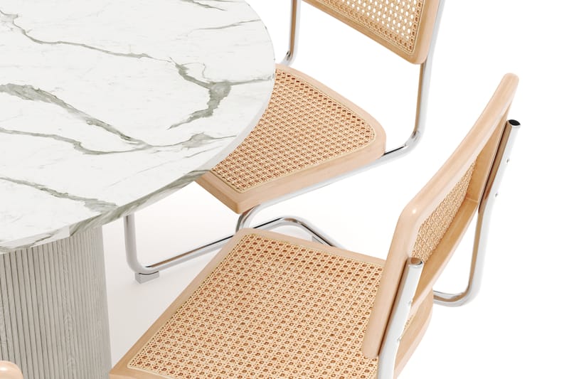 Uppveda Spisebord 120 cm Rund med 6 stk Build Matstkolar - Hvit - Møbler - Bord - Spisegruppe