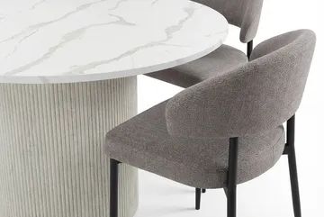 Uppveda Spisebord 120 cm Rundt Hvit med 4 Sawako Greige Stoler - Hvit/Greige - Møbler - Bord - Spisegruppe