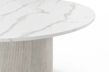 Uppveda Spisebord 120 cm Rundt Hvit med 4 Sawako Greige Stoler - Hvit/Greige - Møbler - Bord - Spisegruppe