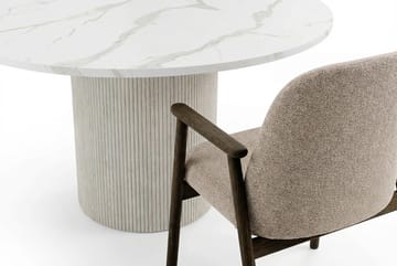 Uppveda Spisebord 120 cm Rundt Hvitt med 4 Reciclar Spisestoler - Hvit/Greige - Møbler - Bord - Spisegruppe