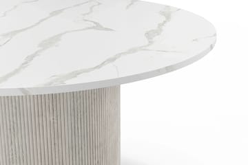 Uppveda Spisebord 120 cm Rundt Hvitt med 4 Reciclar Spisestoler - Hvit/Greige - Møbler - Bord - Spisegruppe